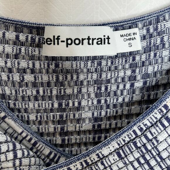 Self Portrait cropped knit top long sleeves gray space dye size small - Picture 6 of 6